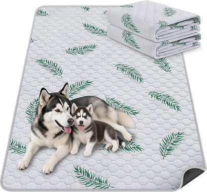 WanpeeGoo Washable Pee Pads for Dogs, 2Pack Reusable Puppy Pads, Super Absorbent & Leakproof Dog Pads, Anti-Slip Dog Pee Pads for Puppy Training & Incontinence, Leaf Pattern 24"x48"