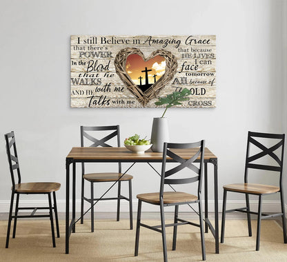 Cao Gen Decor Art A63550 Amazing Grace Wall Art Decor Canvas Print Picture Christian 1 Panel Religious Cross Painting Artwork for Living Room Bedroom Office Home Wall Decor Framed Ready to Hang