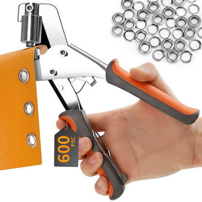 KYACHITOS Grommet Tool Kit, Handheld Grommet Pliers with 600PCS 3/8 Inch Grommets, Heavy Duty Grommet Kit, Eyelet Pliers Kit for DIY Banner Tarp Leather Repair and Installation