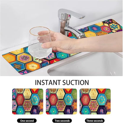 Bimkole 2 PCS Faucet Absorbent Mat, Kitchen Faucet Sink Splash Guard Wraparound