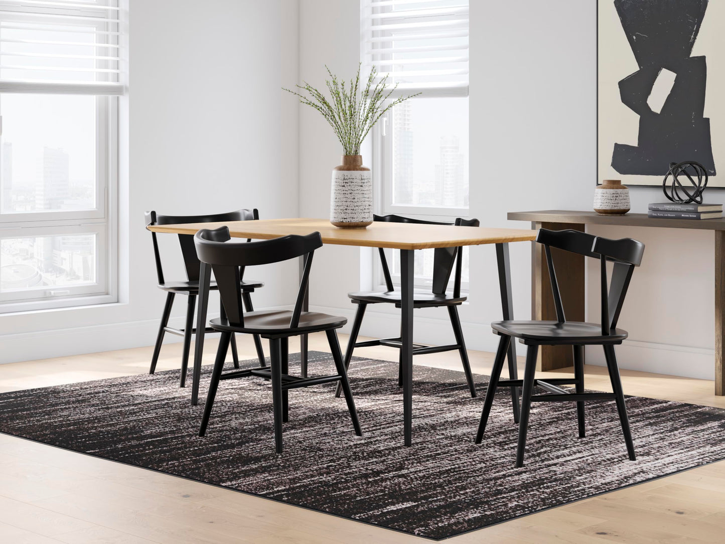 Signature Design by Ashley Gretlynn Casual Solid Wood Armless Dining Chair, Set of 2, Black