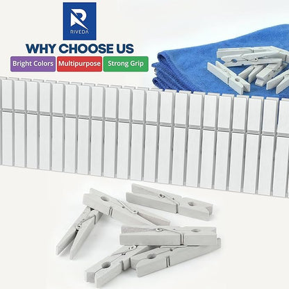 RIVEDA 50pcs Colored Wooden Clothes Pins, Clothespins