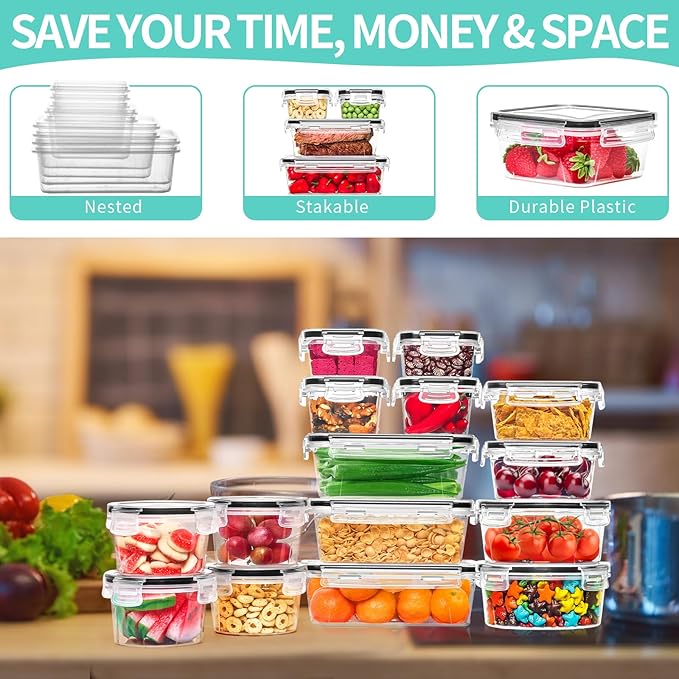 Skroam 72 piece Food Storage Containers Set