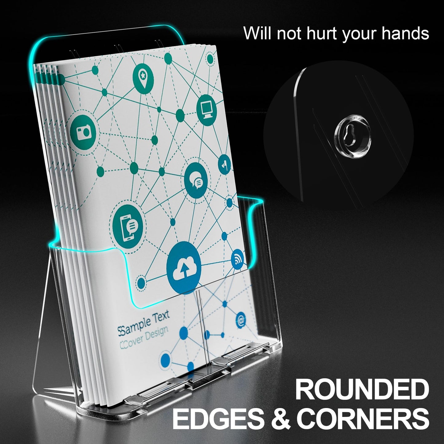 HLF-ho Brochure Holder 8.5x11 Inch Acrylic Literature Holders Clear Plastic Flyer Display Stand Countertop Use or Wall Mount Pamphlet Holder Organizer for Office, Lobby, Hotels, Trade Shows, 2 Pack