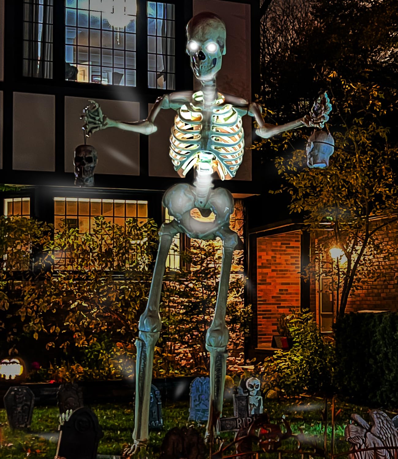 Makevivi Halloween Skeleton Light – 12ft Skeleton Chest Light Kit with App Control, Music-Sync, Timer & Remote, Outdoor Yard Decorations (Batteries Not Included)