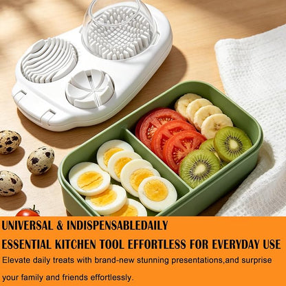 NOVANO 3-in-1 Egg Slicer, Heavy Duty Stainless Steel Egg Cutter | Multi-Mode Egg Dicer with Base, For Hard Boiled Eggs, Multifunctional Kitchen Chopper