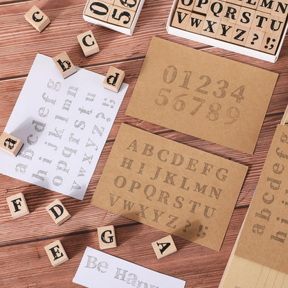 Marspark 66 Pcs Wooden Alphabet Number Stamps Small Letters Wooden Rubber Number Letter with Symbols for Rubber Stamps, DIY Projects, Arts and Crafts, Scrapbooking