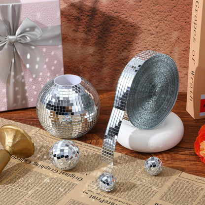 10000 Pcs Disco Ball Mirror Tiles Self Adhesive 5 x 5 mm Small Square Mirror Mosaic Tiles Disco Ball Tapes Stickers for Crafts DIY Party Decoration