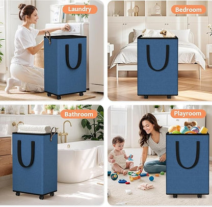 Laundry Basket with Wheels, Collapsible Laundry Baskets, Laundry Hamper with