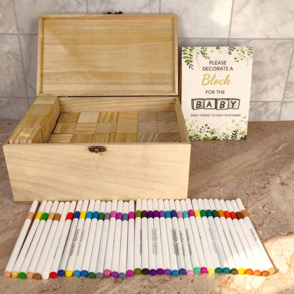 98 Pcs Baby Shower Games Sign Kit, Wooden Blocks to Decorate