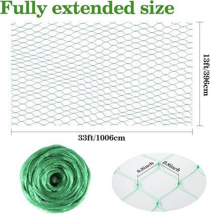 Bird Netting for Garden 13x33ft - Sukh Garden Netting Mesh for Garden Protection Bird Fence Plant Netting Chicken Coop Deer Squirrels Poultry Protect Fruit Trees Vegetable