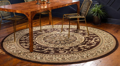 Unique Loom Versailles Collection Traditional Classic Medallion Floral Motif Area Rug (6' 0 x 6' 0 Round, Brown/ Ivory)
