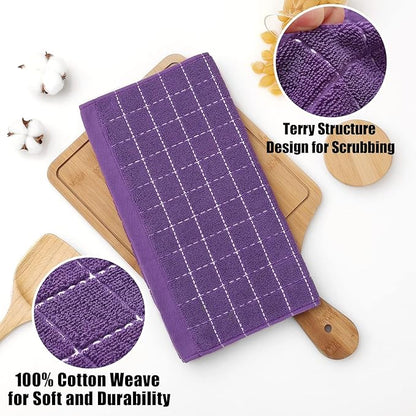 Homaxy 100% Cotton Terry Kitchen Dish Cloths, Ultra Soft and Absorbent Dish