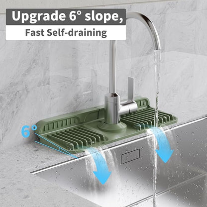 WAFT YEARN 14X5 Inch Silicone Durable Faucet Mat Kitchen Sink Splash Guard