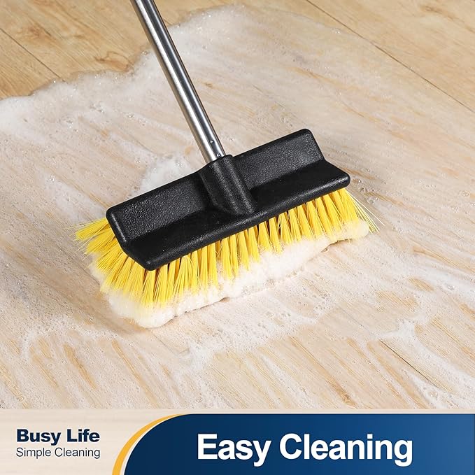 Yocada Deck Brush with 4-Section Extendable Handle Floor Scrub Brush Soft