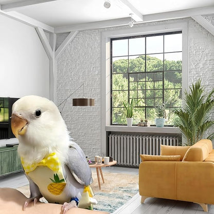 2Pcs Bird Diapers Bird Harness Flight Suits Diapers with 80 Inch Flying Leash Parrot Nappy Washable Cute Urine Wet Suit for Cockatiel Conure Macaw Budgies Parakeet-Rabbit&Pineapple,M