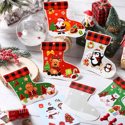 Fuyoooo 48 Pcs Christmas Craft Kits for Kids Christmas Stockings Christmas Tree Stockings Ornaments Kit Make Your Own Christmas Craft DIY Stockings Cutouts for Holiday Farmhouse Decor