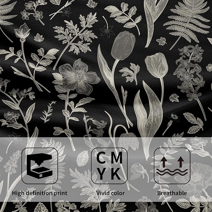 Black Spring Floral Hand Towels