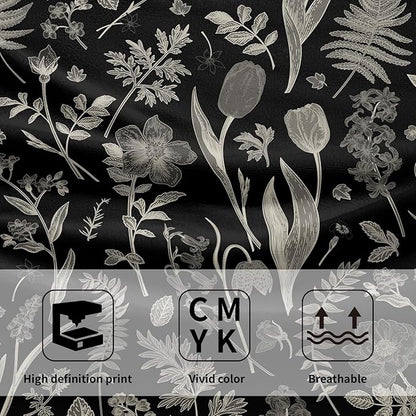 Black Spring Floral Hand Towels