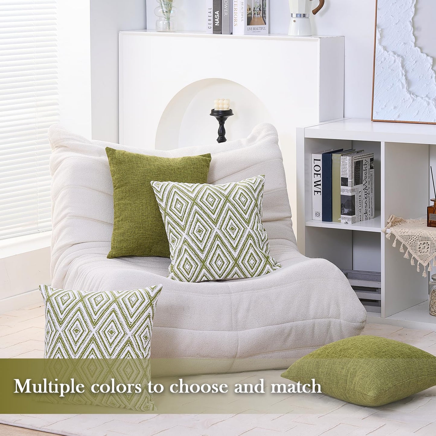 HPUK Decorative Throw Pillow Covers Set of 4 Square Couch Pillows Linen Cushion Cover for Couch Sofa Living Room, 18"x18" inches, Blue