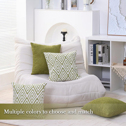 HPUK Decorative Throw Pillow Covers Set of 4 Square Couch Pillows Linen Cushion Cover for Couch Sofa Living Room, 18"x18" inches, Blue