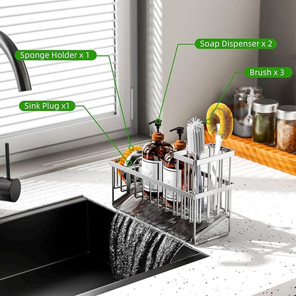 Cisily Extra Large Silver Kitchen Sink Caddy Organzier