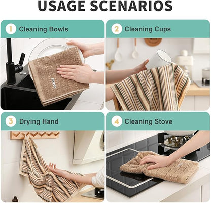 Kitchen Dish Towels for Drying Dishes, Large Cotton Kitchen Towels, Stripped