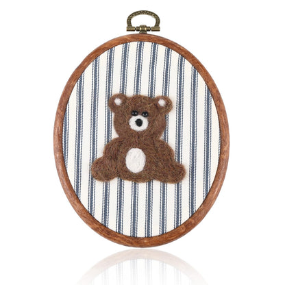 Chunful Felted Blue Striped Bear Nursery Wall Decor Cute Wall Art Decorative Artwork for Nursery Themes Bathroom Living Room Classroom Home Decoration