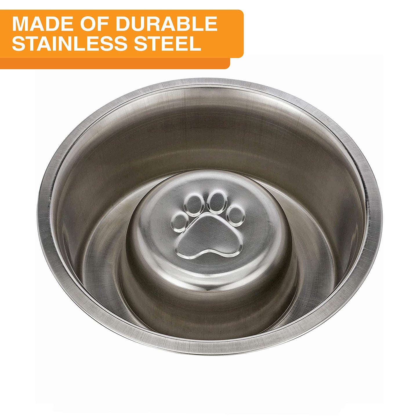 Neater Pet Brands Stainless Steel Slow Feed Dog Bowl for Fast Eating Large Breed, Metal Slow Feeder Dog Bowl Fits in Large Neater Feeders, for Puppy or Dogs (>40 lbs), 3 Cup Food Capacity