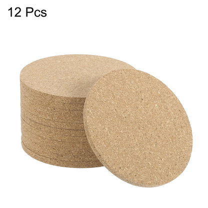HARFINGTON 12pcs Cork Coasters 3.5 Inch 0.2 Inch Thick Non-Slip Heat-Resistant Round Absorbent Blank Coasters Reusable Wooden Coffee Coaster for Drink Home Office Bar DIY Crafts