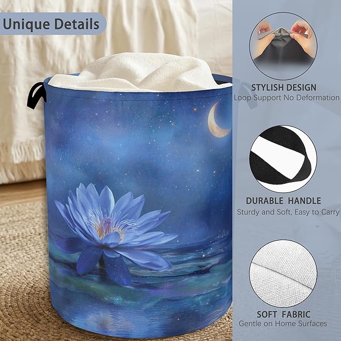 Water Lily Laundry Basket, Moon Oxford Cloth Laundry Hamper