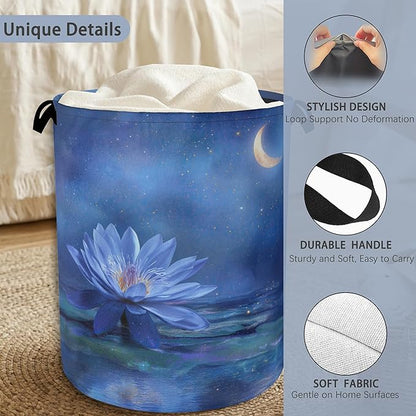 Water Lily Laundry Basket, Moon Oxford Cloth Laundry Hamper