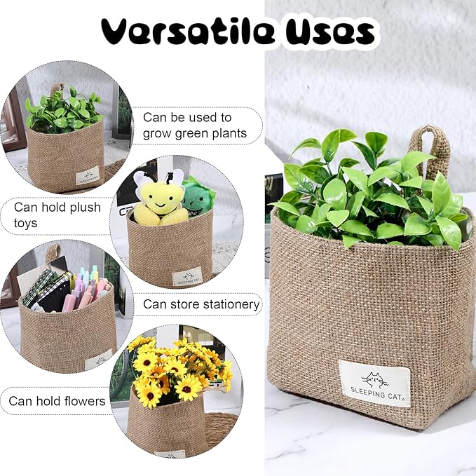 Small Cotton and Linen Hanging Storage Basket