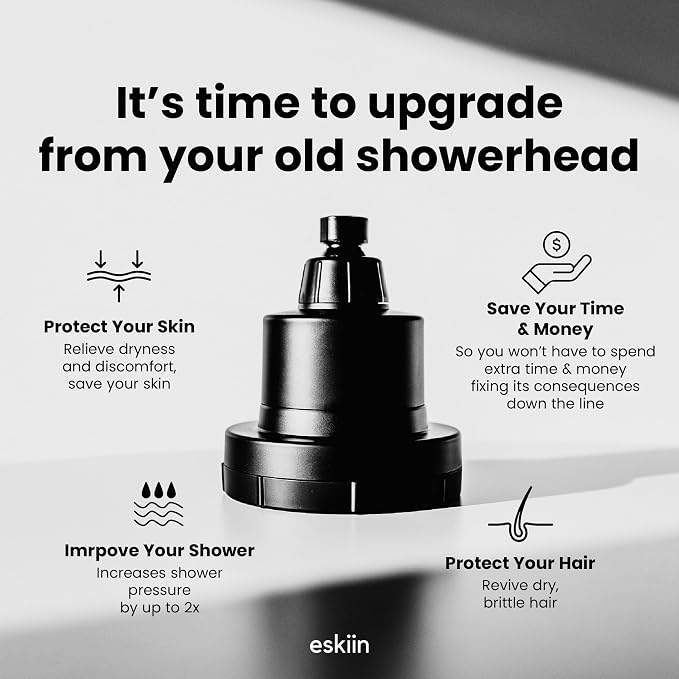 Eskiin Filtered Showerhead - Best Shower Head With Filters For Healthy Hair & Skin - High Pressure Hard Water Softener - Reduce Dandruff, Protect Colored Hair, And Soothe Dry Skin (Brushed Nickel)