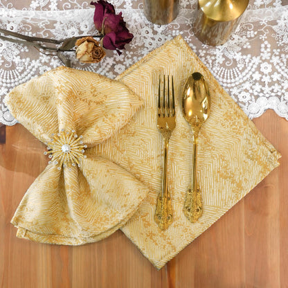 ZIWUROAD Dinner Cloth Napkins Set of 6, Cotton Polyester Blend Premium Quality, Washable, Soft, Reusable Jacquard Gold Napkins for Wedding, Parties, Thanksgiving, Everyday Use - Gold