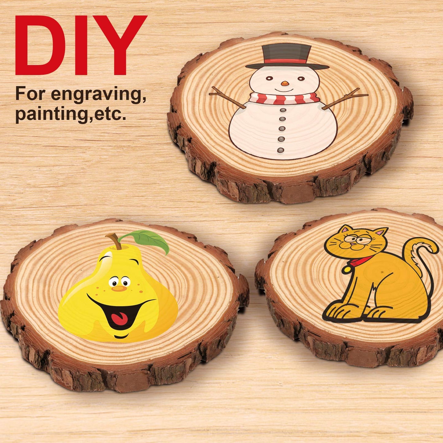 HOZEON 8 PCS 8-9 Inches Natural Wood Slices, Smooth Rustic Unfinished Wood Slices, Wood Slices for Crafts, Arts, Wedding Decoration, Christmas, Ornaments, DIY Crafts