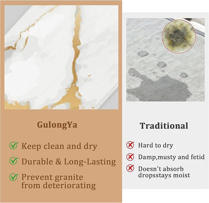 Stone Faucet Mat for Kitchen Sink, 23.6" Fast Drying Around Faucet Diatomite