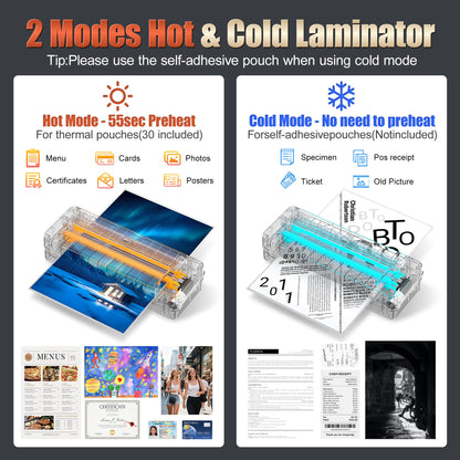 Commercial Laminator Machine 13 Inch 4-Roller, 55s Fast Warm-Up Never-Jam Lamination Machine, 3-10 Mil Thickness, Supports 11x17 & A3 Document Laminating, Includes 30 Laminating Sheets White