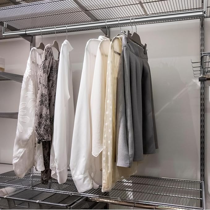 Threehoney Expandable Closet Rod for Wire Shelf Hanging Clothes Adjustable Heavy Duty Closet Hanging Rod Extender Heavy Duty Hanger Bar Metal Poles for Wardrobes Hanger, 1 Pack (24-41 Inch,Silver)
