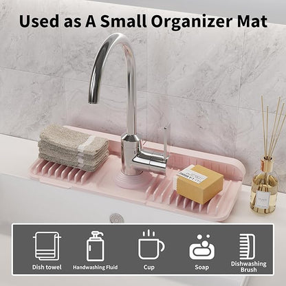 WAFT YEARN 14X5 Inch Silicone Durable Faucet Mat Kitchen Sink Splash Guard
