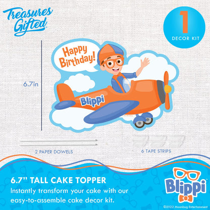 Treasures Gifted Officially Licensed Blippi Birthday Decorations Vehicle - Cake Topper Set - 1 Blippi Cake Topper & 24 Cupcake Toppers & Wrappers - Cake Decorations - Party Supplies