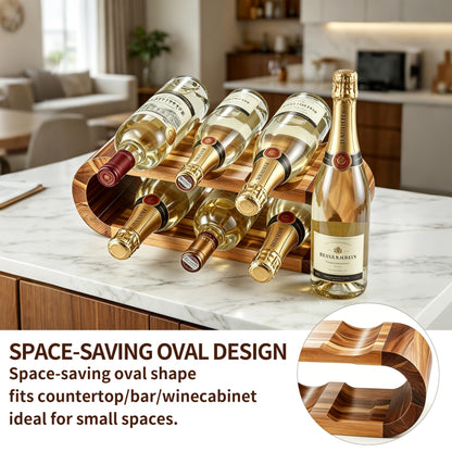 Chreyty Classic Wooden Wine Rack – 6-Bottle Acacia Wine Holder Stand – Freestanding Wine Storage – Great for Home Decor No Assembly Required (6 Bottles)