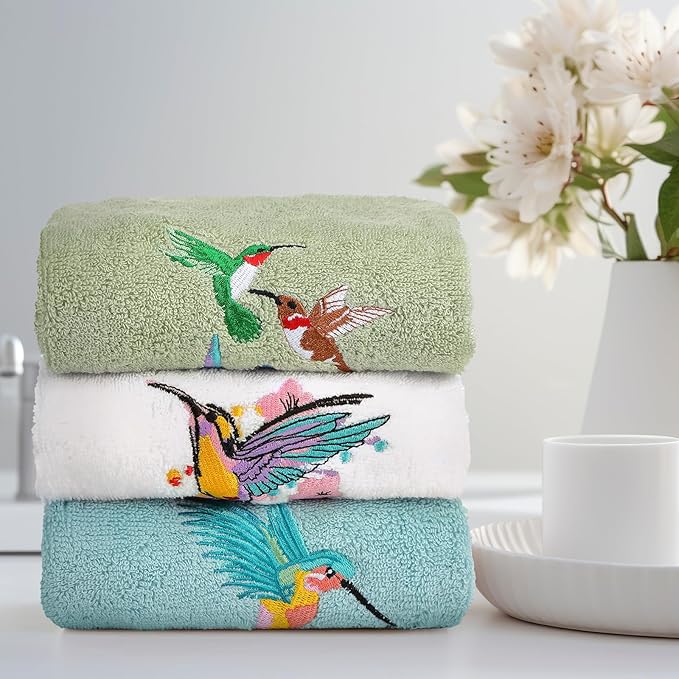 3 Pcs Hummingbird Hand Towels Farmhouse Garden Hummingbird Bathroom Decor 14x29