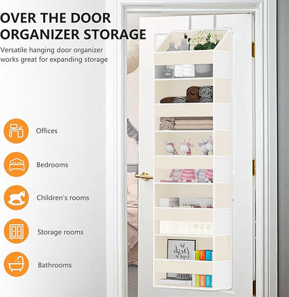 Over Door Organizer with 5 Large Pockets & 10 Mesh Side Compartments