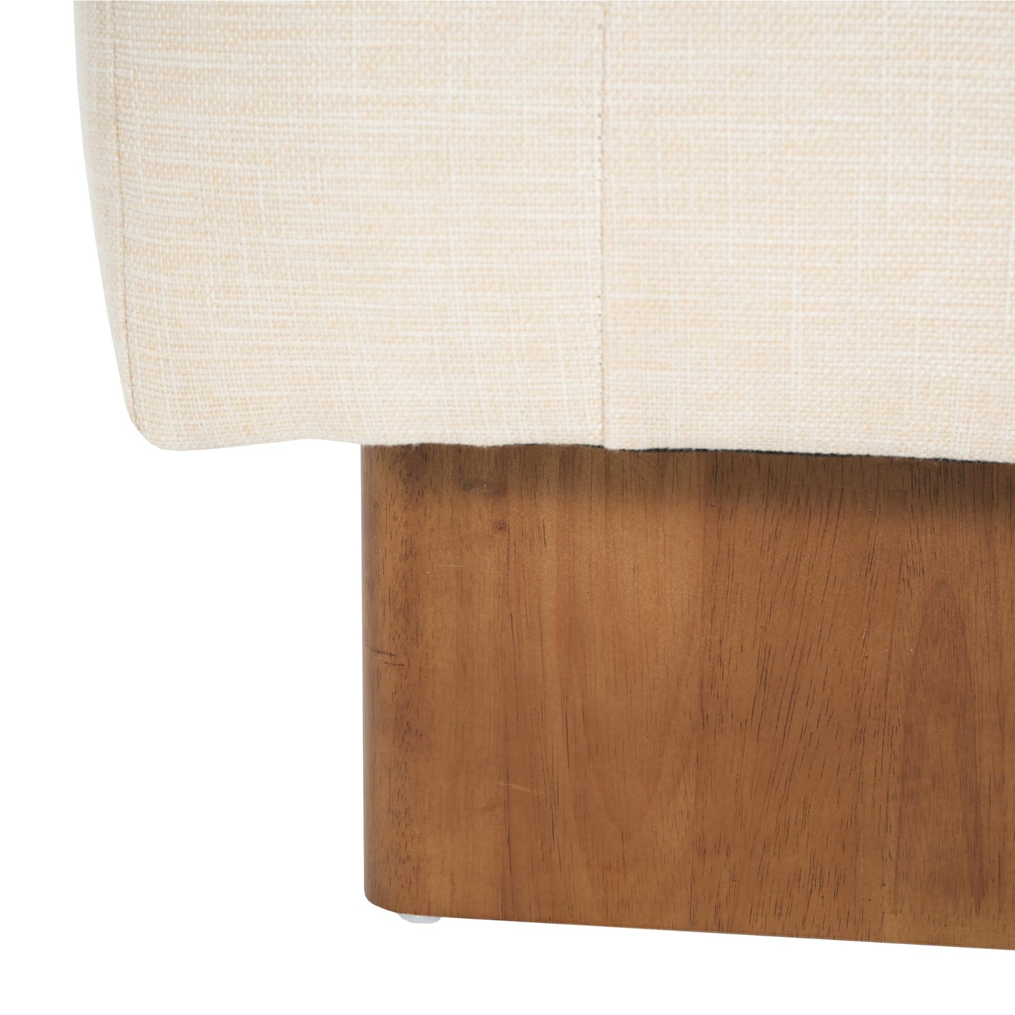 Christopher Knight Home Yvone Modern Upholstered Ottoman Bench, Minimalist Wooden Entryway Bench, Living Room Sofa Extra Seat, Ottoman End of Bed Bench for Bedroom, Beige+Brown