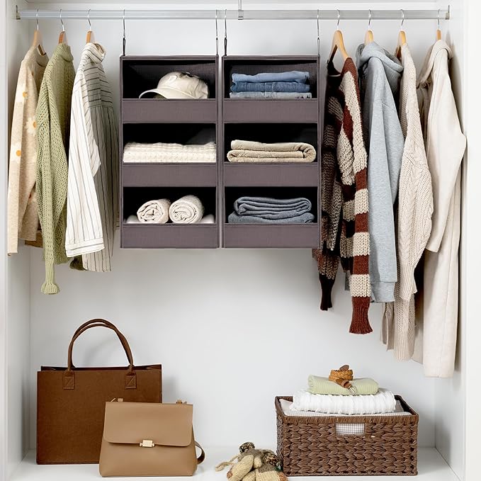 GRANNY SAYS 3 Shelf Hanging Closet Organizers and Storage, Collapsible Closet