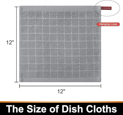 Mordimy 100% Cotton Terry Cloth Dish Cloths, Soft and Absorbent Checkered Dish
