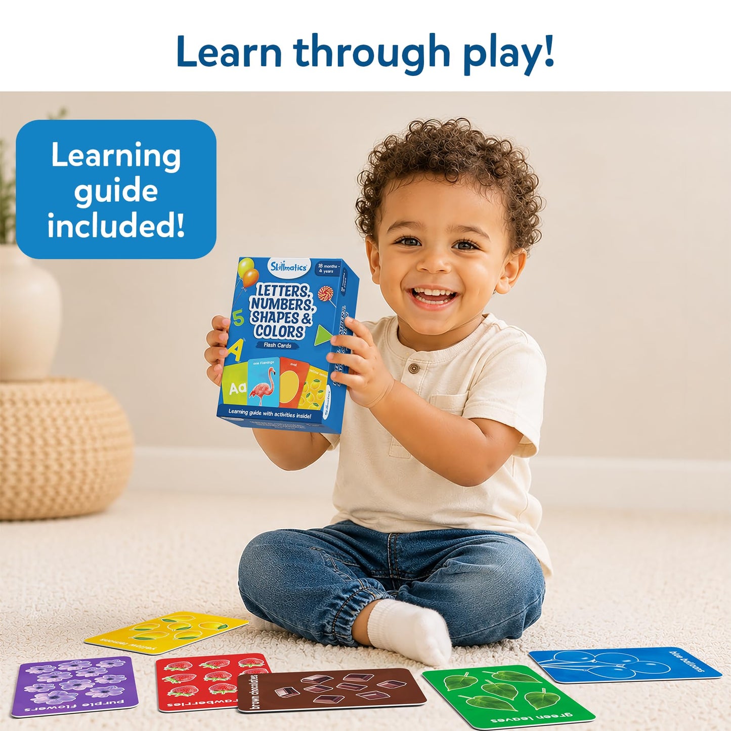 Skillmatics Thick Flash Cards for Toddlers - Letters, Numbers, Shapes & Colors, Montessori Toys, Preschool Learning Activities, Learning Aids, Gifts for Kids Ages 1, 2, 3, 4 Years