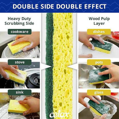 CELOX Non-Scratch Scrub Sponge for Washing Dishes, Yellow, 24Pack