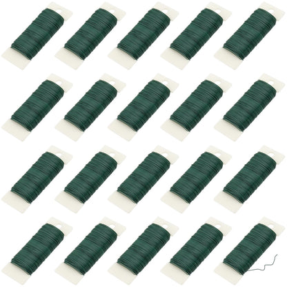 SENJEOK 20 Pack 38 Yards Green 22 Gauge Floral Wire, Flexible Paddle Wire for Crafts Wreaths Flower Floral Arrangements